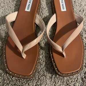 Steve Madden Cream and Brown Studded Sandals